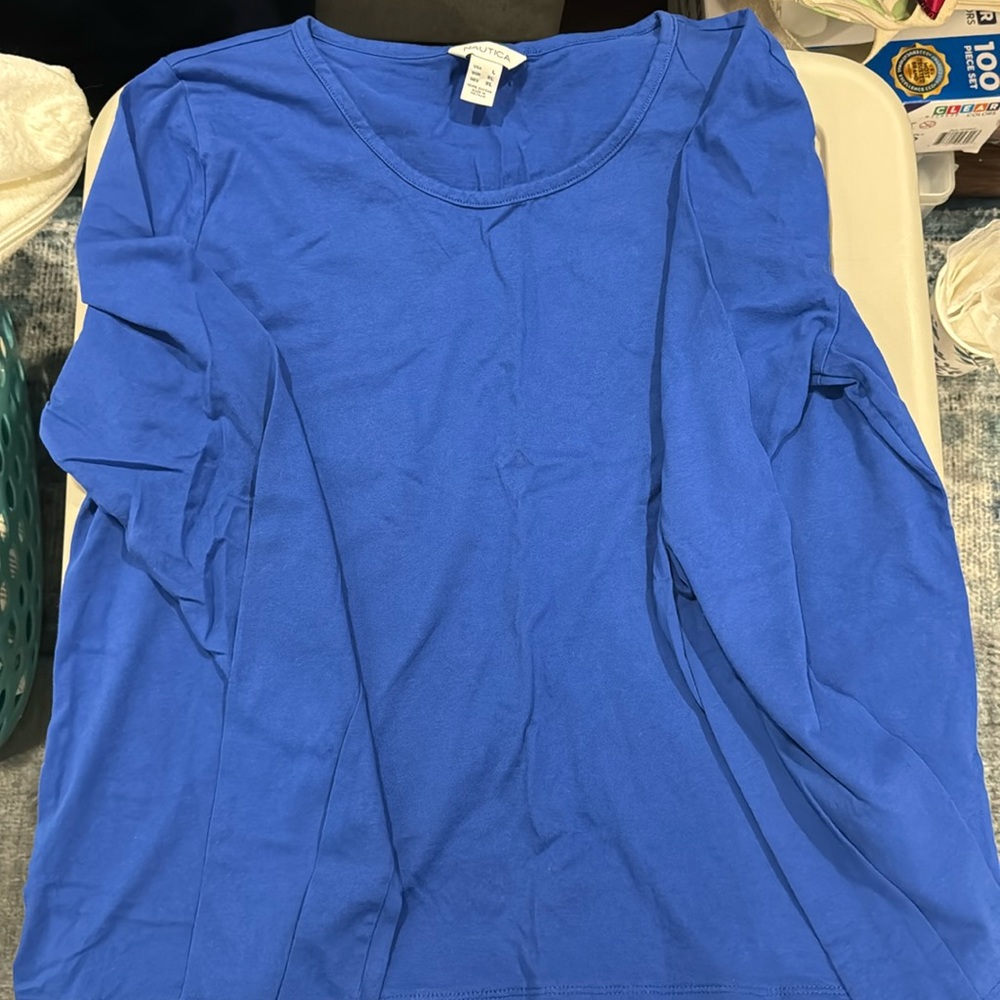 Nautica Women’s L Blue Long Sleeve Tee EUC